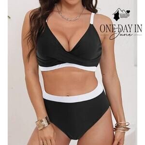 Blooming Jelly Cross Front High Waist Bikini Swimsuit Size XL